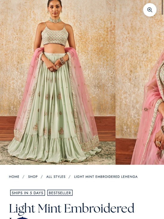 Lashkaraa Dresses & Skirts - Light Mint Embroidered Maxi Skirt with Pink Dupatta